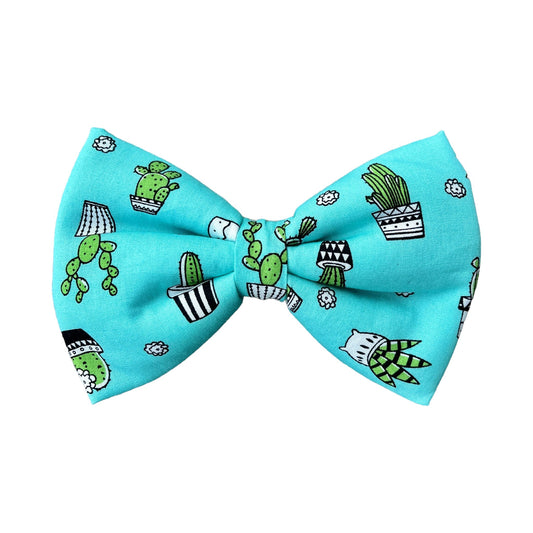 Blue Dog Bow Tie with Cactus Prints