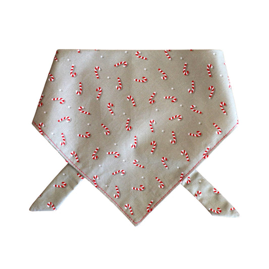 Green Sage and Candy Cane Holiday Dog Bandana