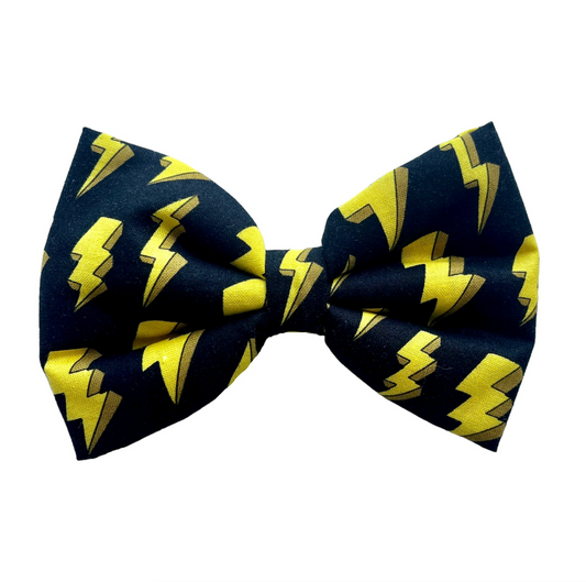 Black and Yellow Lightning Strikes Dog Collar Bow Tie