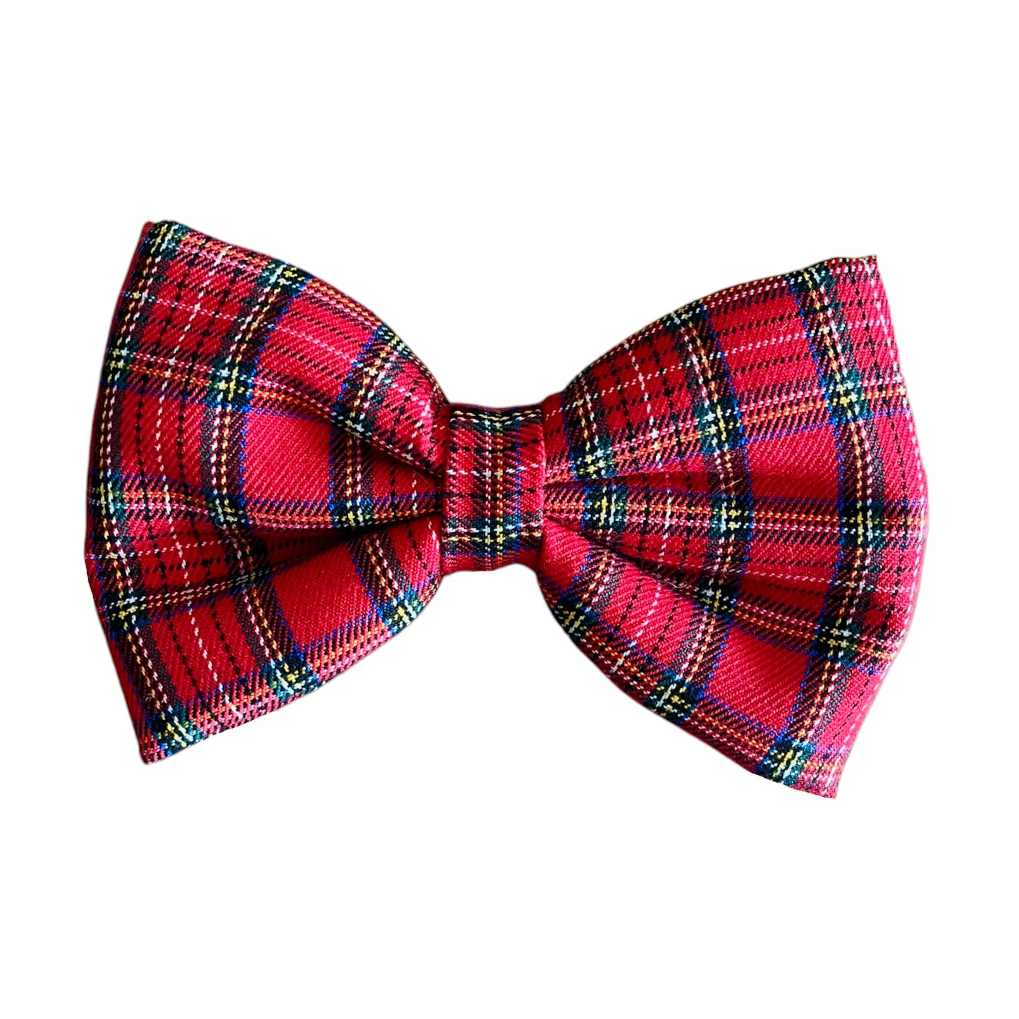 Festive Red Tartan Plaid Dog Collar Bow Tie