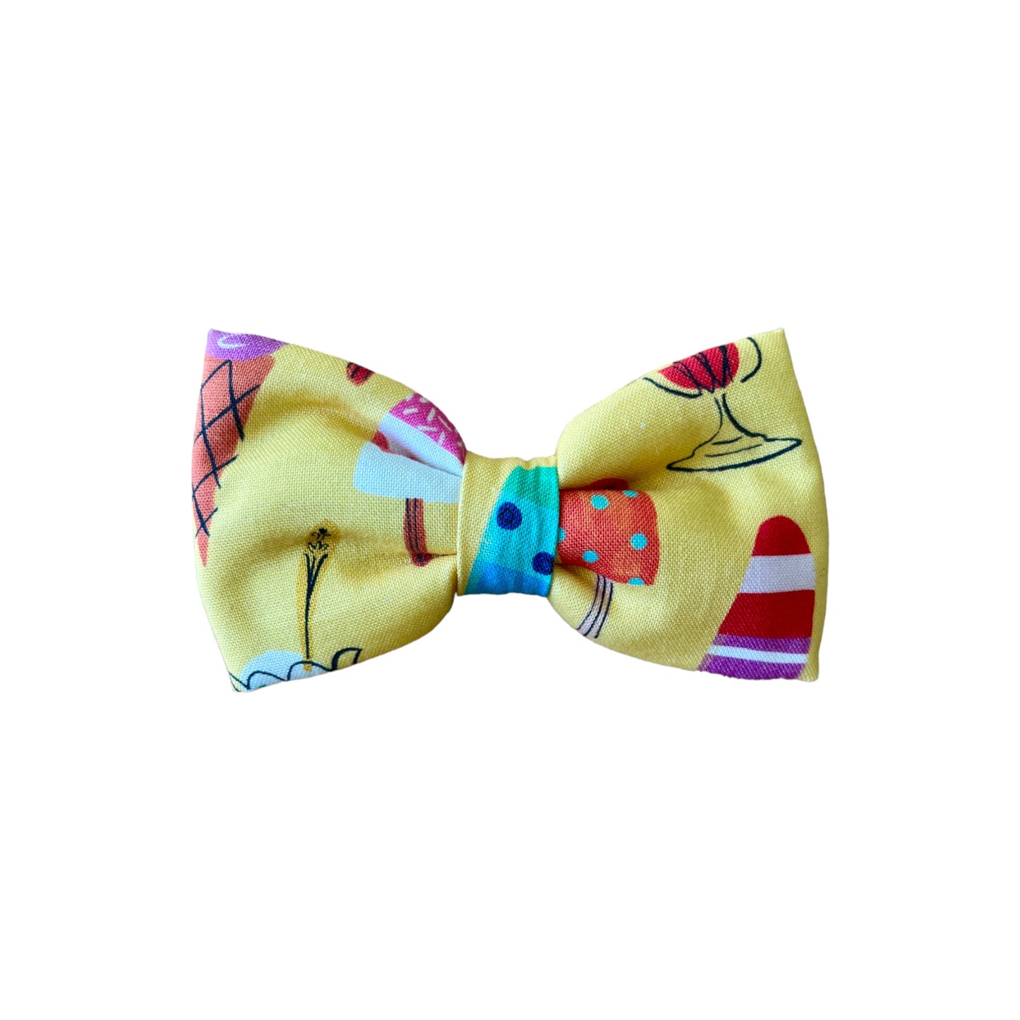 Yellow Dog Collar Bow Tie with Cute Ice Creams