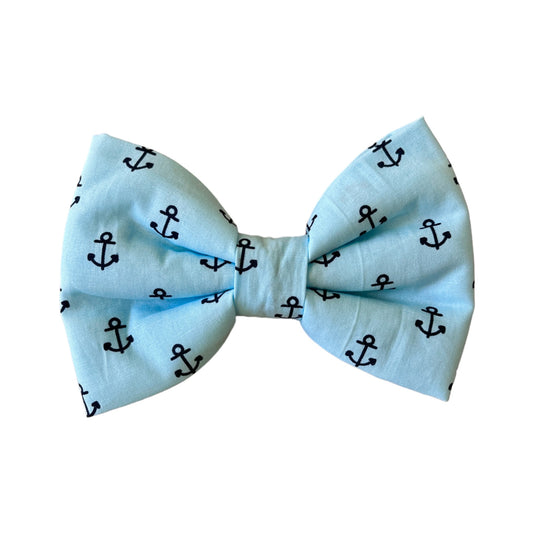 Baby Blue & Navy Dog Collar Bow Tie - Little Sailor