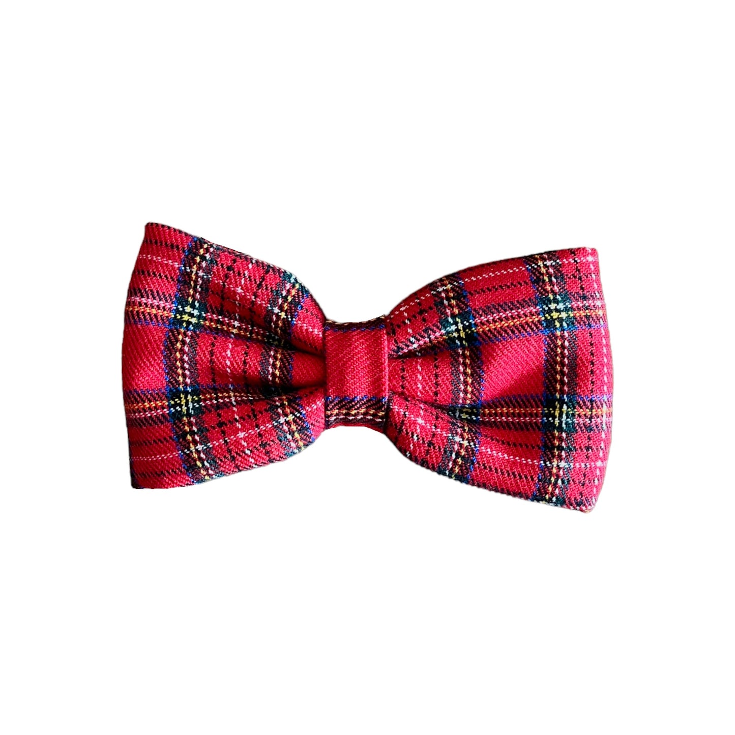 Festive Red Tartan Plaid Dog Collar Bow Tie