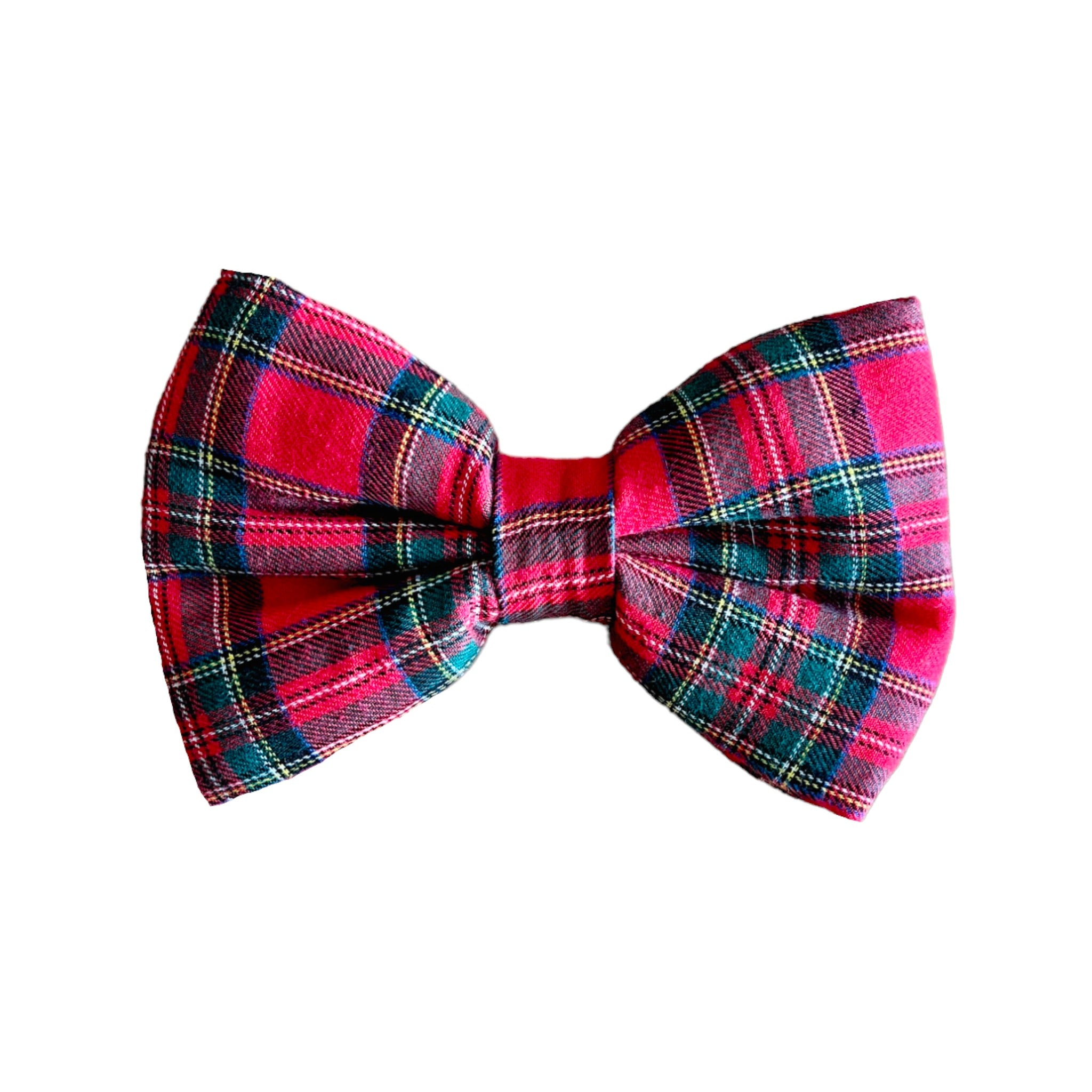 Classic Red Green Christmas Tartan Plaid Dog Collar Bow Tie