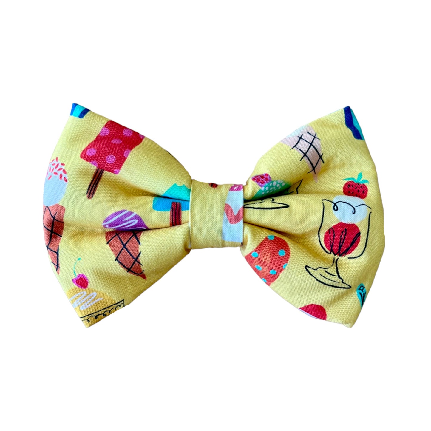 Yellow Dog Collar Bow Tie with Cute Ice Creams