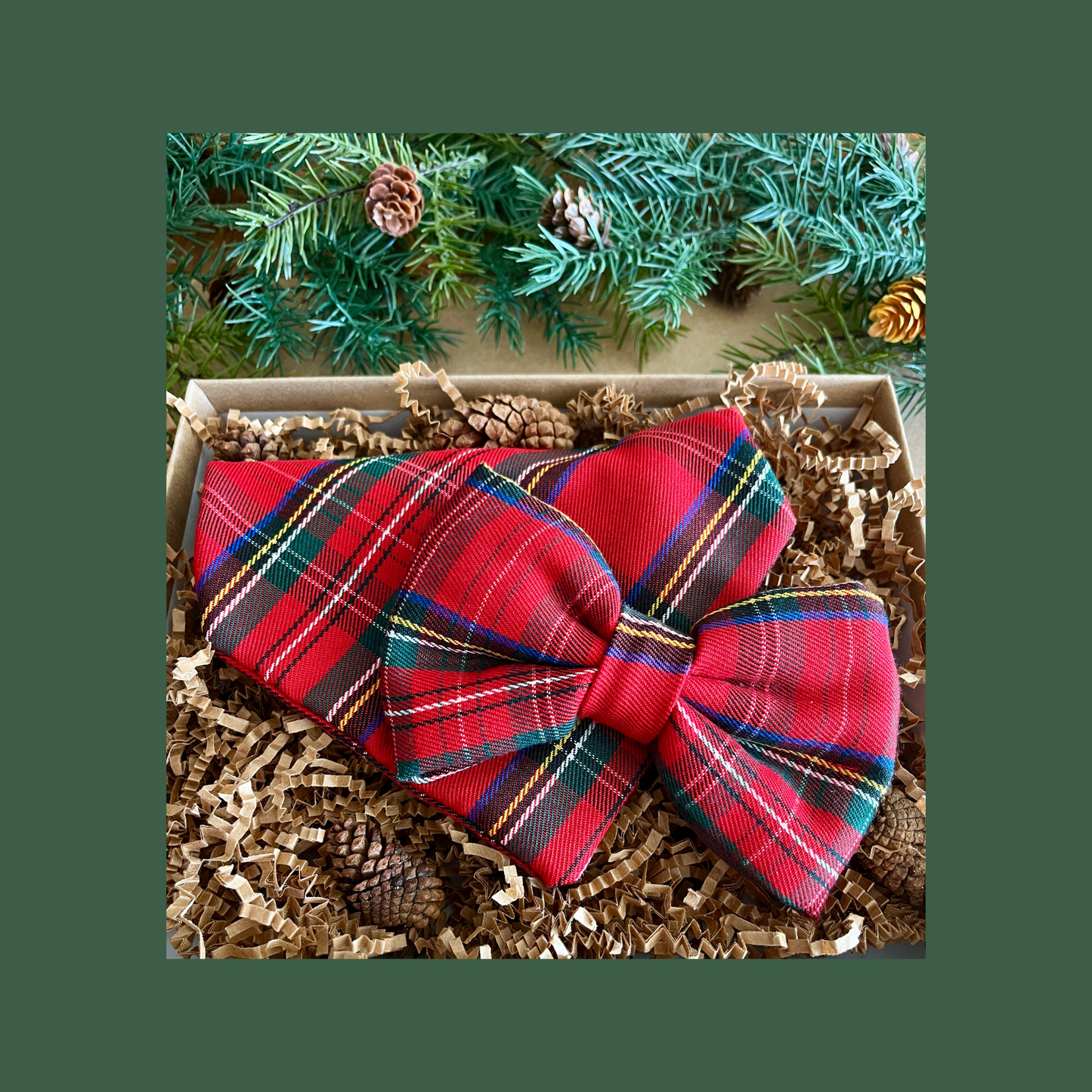 Christmas Red Scottish Tartan Plaid Bandana & Matching Bow Tie