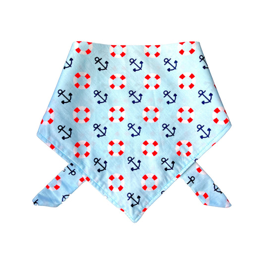 Baby Blue Dog Bandana with Nautical Prints