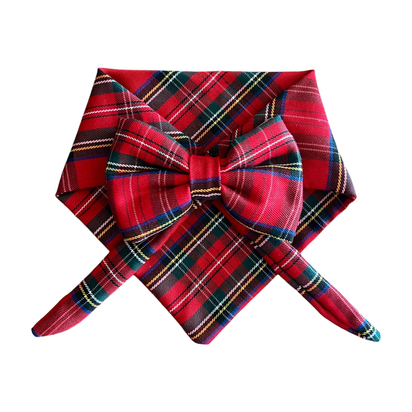 Christmas Red Scottish Tartan Plaid Bandana & Matching Bow Tie